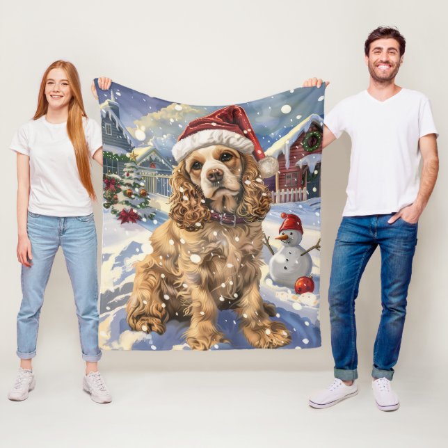 Cocker Spaniel Winter Wonderland Christmas Joy  Fleece Blanket (In Situ)