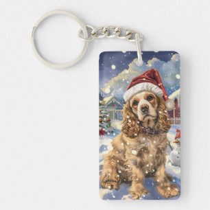 Cocker Spaniel Winter Wonderland Christmas Joy Key Ring