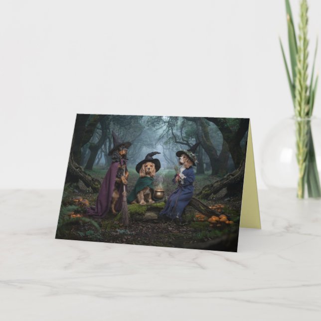 Cocker Spaniel Witch Halloween Card (Front)