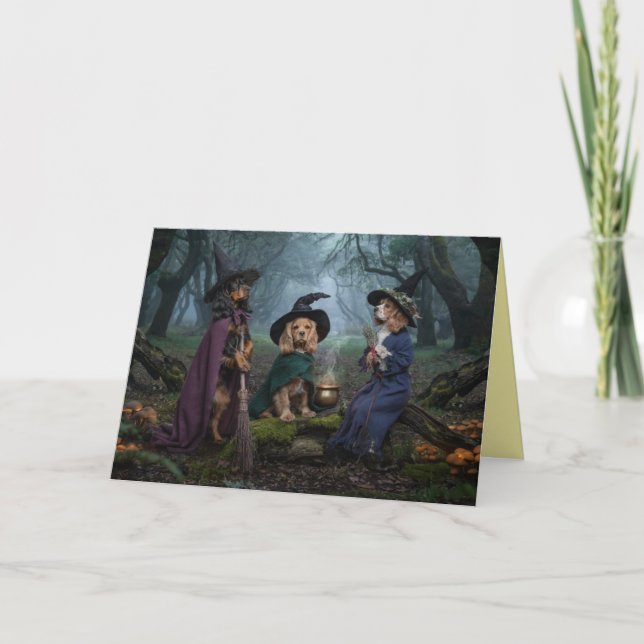 Cocker Spaniel Witch Halloween Card (Front)