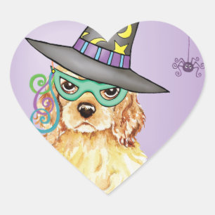 Cocker Spaniel Witch Heart Sticker