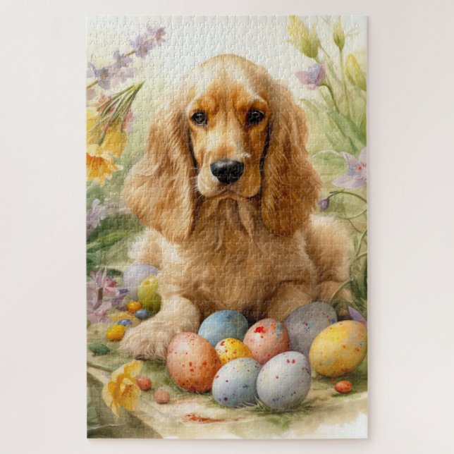 Cocker Spaniel with Easter Eggs Holiday  Jigsaw Puzzle (Vertical)