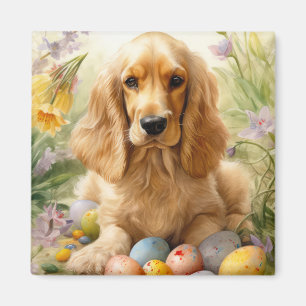 Cocker Spaniel with Easter Eggs Holiday  Magnet