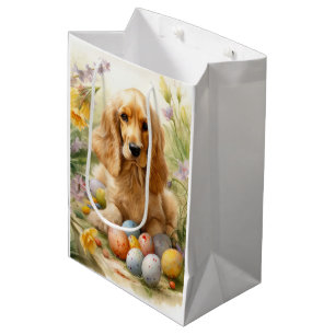 Cocker Spaniel with Easter Eggs Holiday  Medium Gift Bag