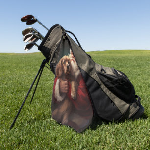 Cocker Spaniel With Santa Claus Festive Christmas Golf Towel