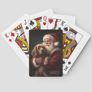 Cocker Spaniel With Santa Claus Festive Christmas Playing Cards