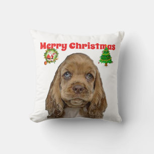 Cocker spaniels Christmas pillow