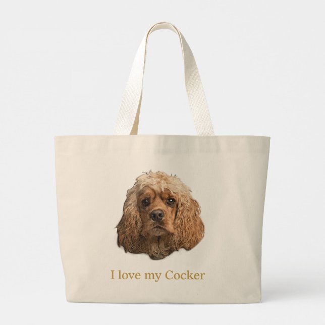 cocker Spaniels Large Tote Bag (Back)