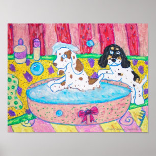 Cocker Spaniels Take a Bath Poster