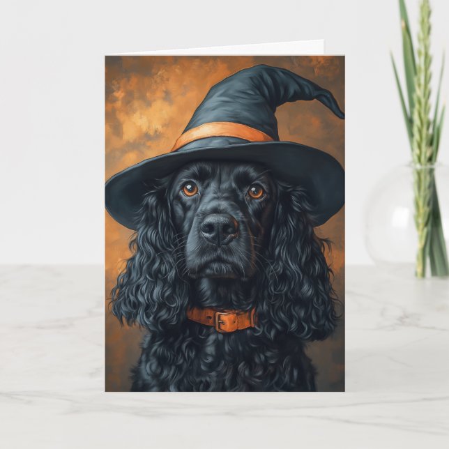 Cocker Witch Halloween Holiday Card (Front)