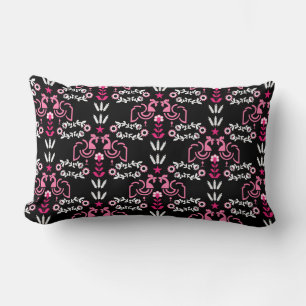 Cockeral Scandinavian Folk Art Lumbar Cushion