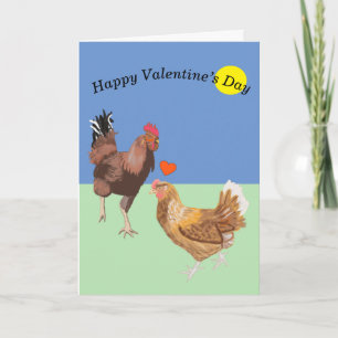 Cockerel and Chicken Funny Valentine’s Holiday Card