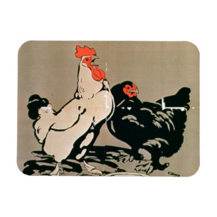 Cockerel and Hen (colour litho) Magnet