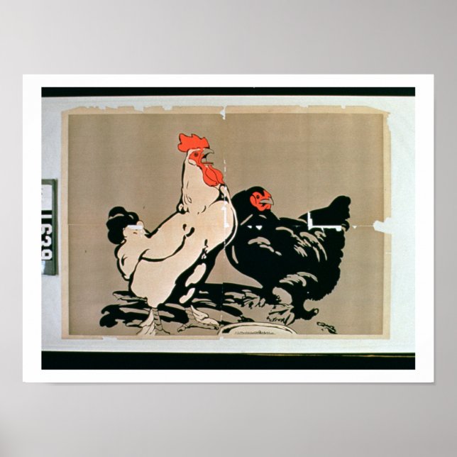 Cockerel and Hen (colour litho) Poster (Front)