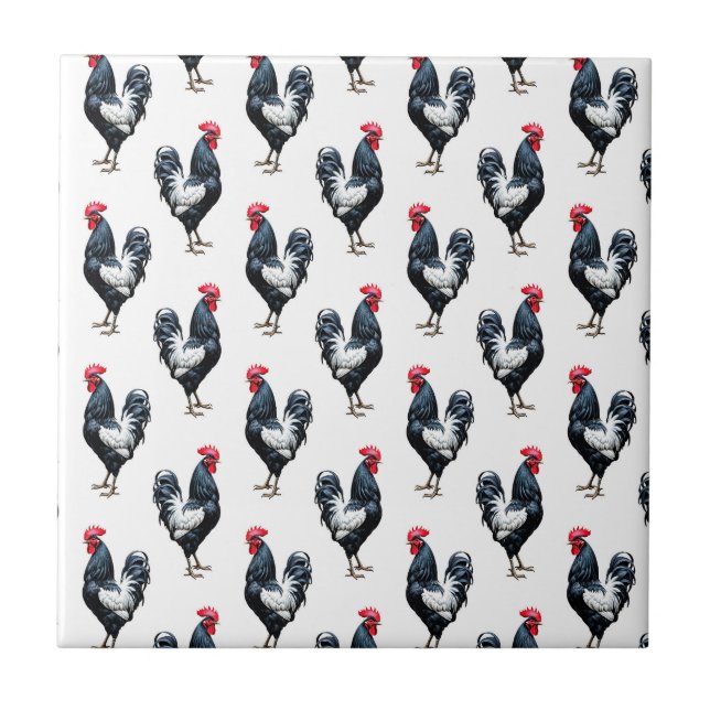 Cockerel Chicken Pattern Design  Ceramic Tile (Front)