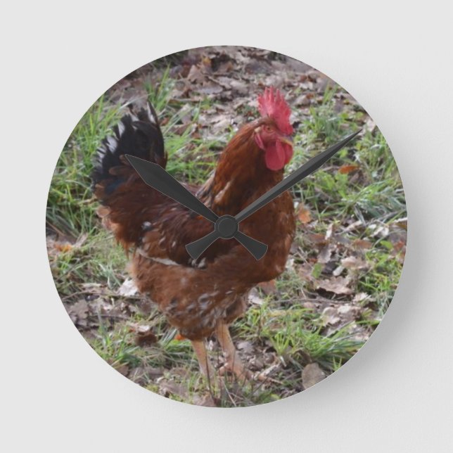 Cockerel Round Clock (Front)