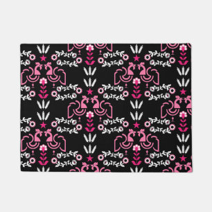 Cockerel Scandinavian Folk Art   Doormat