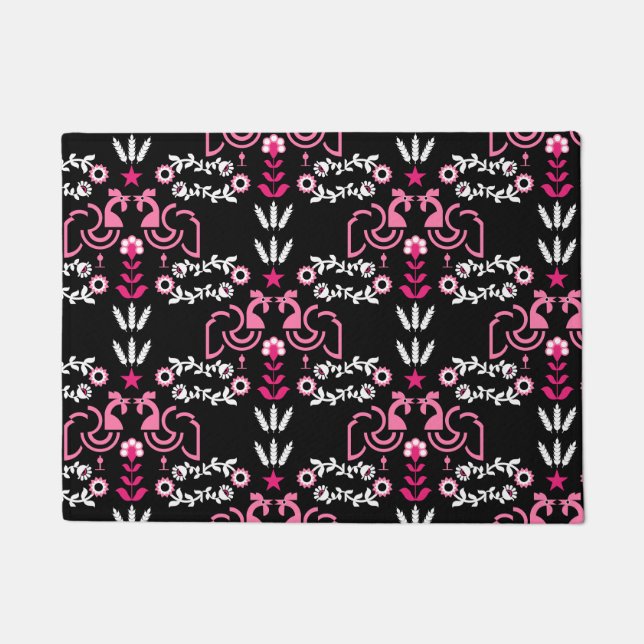 Cockerel Scandinavian Folk Art   Doormat (Front)