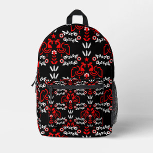 Cockerel Scandinavian Folk Art Printed Backpack