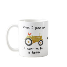 Cockerel & Yellow Tractor-I want to be a farmer.