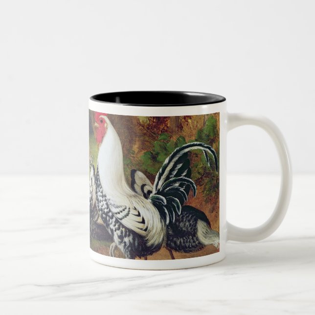 Cockerels in a Landscape Two-Tone Coffee Mug (Right)