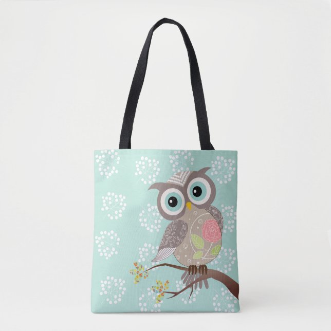 Cocking Head New Fancy Owl All over Print Tote Bag (Front)