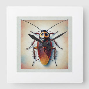 Cockroach dorsal view 220824IREF214 - Watercolor Square Wall Clock