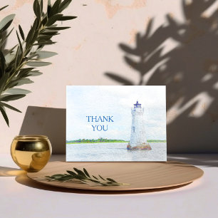 Cockspur Lighthouse Watercolor Photo Thank You Card