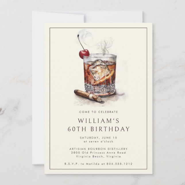 Cocktail 60th Birthday Party Invitation (Front)
