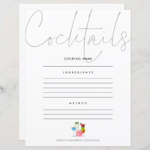 Cocktail Add Your Own Recipe Page Sheet