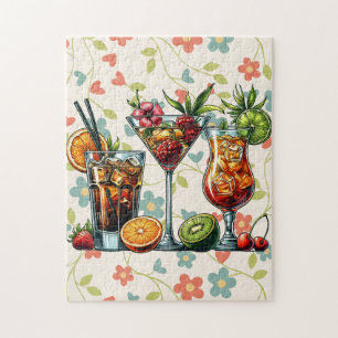 Cocktail alcoholic Drinks colour art illustrations Jigsaw Puzzle