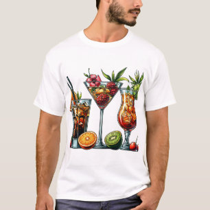 Cocktail alcoholic Drinks colour art illustrations T-Shirt