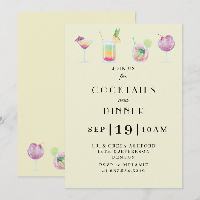 Cocktail and drinks party invitation (Front/Back)