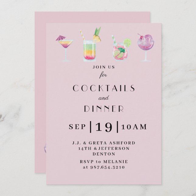 Cocktail and drinks party invitation (Front/Back)