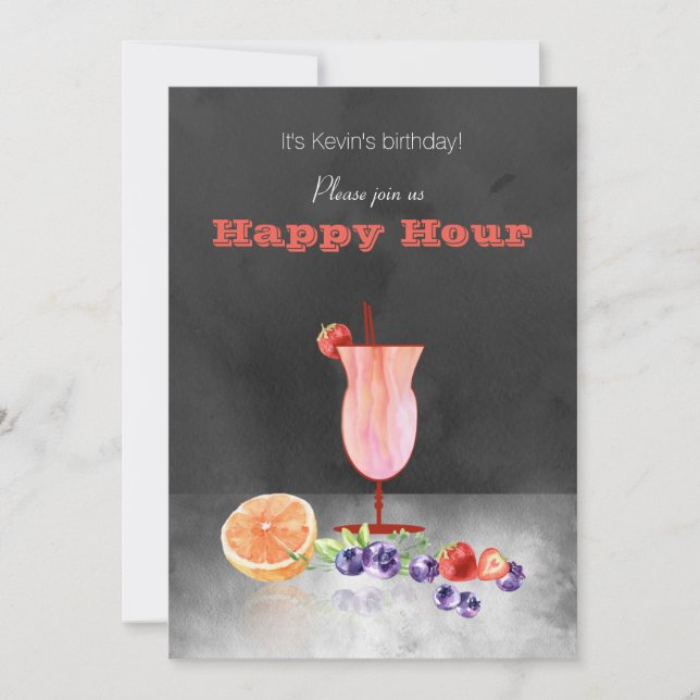 Cocktail And Fruit Happy Hour Invitation (Front)