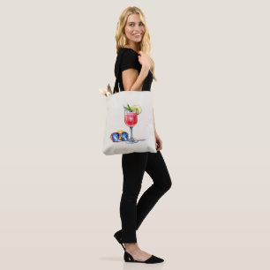 cocktail and sunglasses tote bag