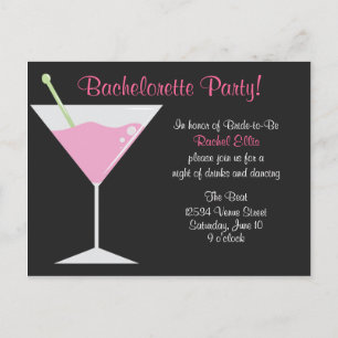 Cocktail Bachelorette Party Invitation Postcard