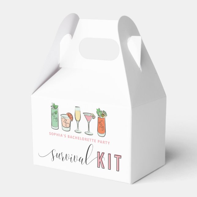 Cocktail Bachelorette Survival Kit Favour Box (Front Side)