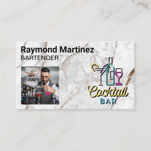 Cocktail Bar Logo   Bartender Pouring Drink Business Card