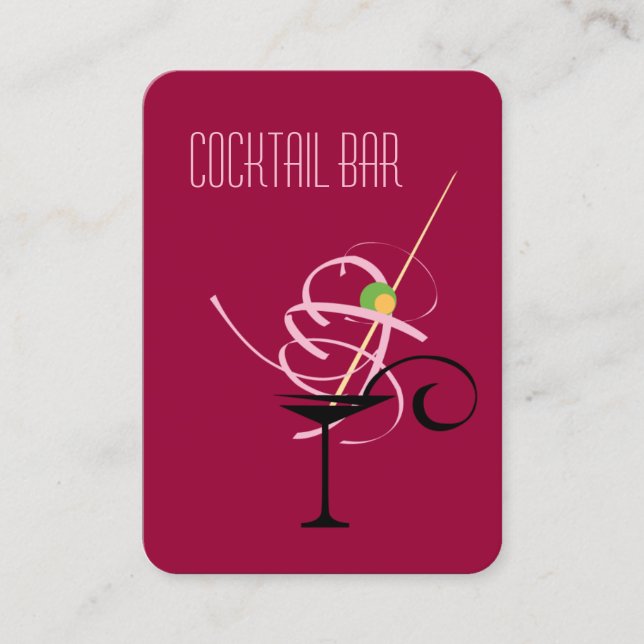 Cocktail Bar Nightclub Bartender Business Card (Front)