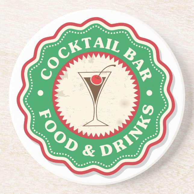 Cocktail Bar Sandstone Drink Coaster (Front)