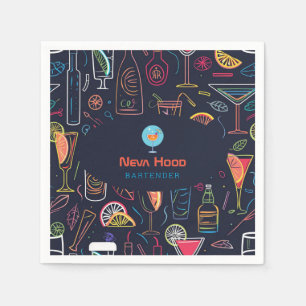 Cocktail bartender Professional   Neon Light Napkin