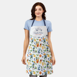 Cocktail bartender Professional   White Blue Apron