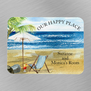 Cocktail Beach Chair Happy Place Cruise Door  Magnet