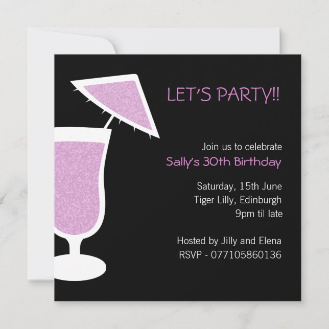 Cocktail / Birthday Party Invitation (Front)