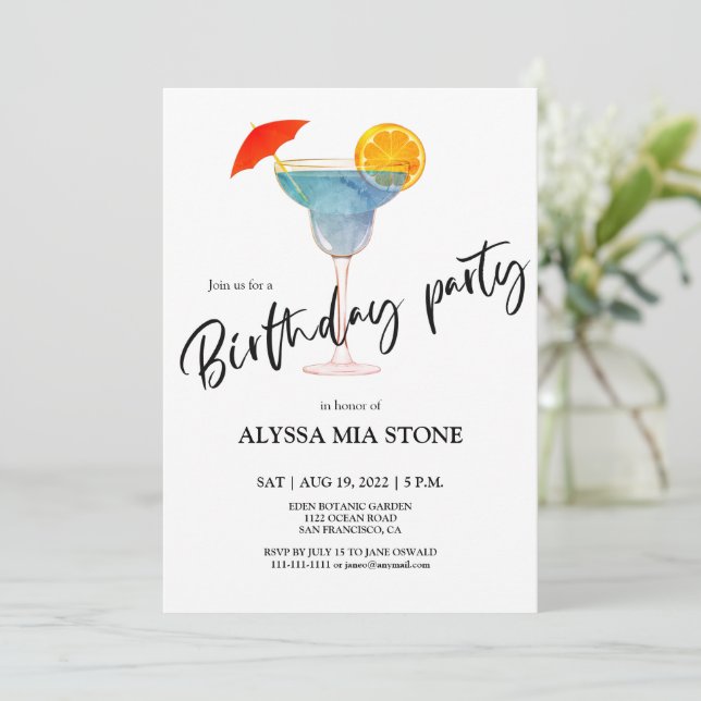 Cocktail Birthday Party Invitation (Standing Front)