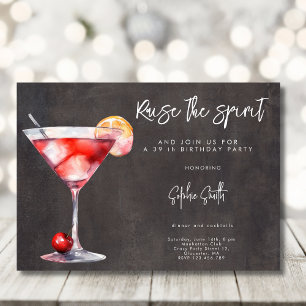 Cocktail birthday party watercolor invitation