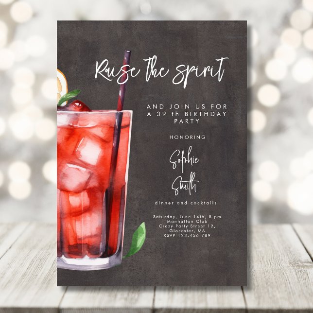 Cocktail birthday party watercolor invitation (Creator Uploaded)