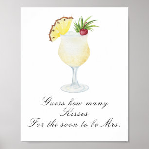 Cocktail bridal shower - How many kisses game Poster