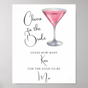 Cocktail Bridal shower How many kisses Poster